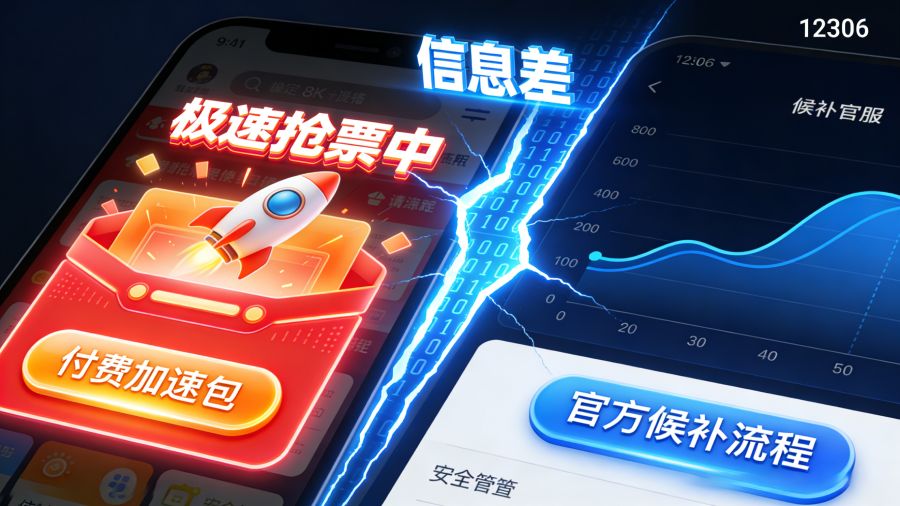 12306官方回应第三方抢票App加速包加价现象示意图