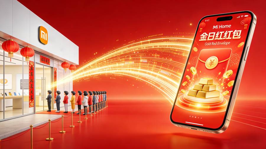 小米之家黄金红包线下购机与线上App联动场景