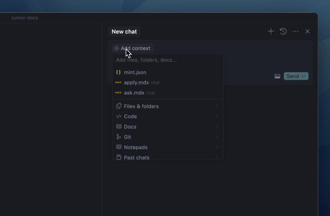 Cursor编辑器全项目语义索引与AI聊天对话界面展示