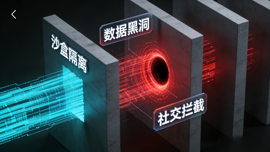 移动广告投放中数据断层与归因黑洞痛点示意图