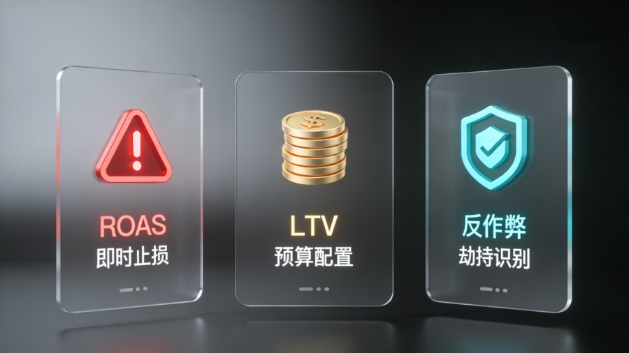 移动广告投放ROI核心评估指标与运营决策逻辑对照图