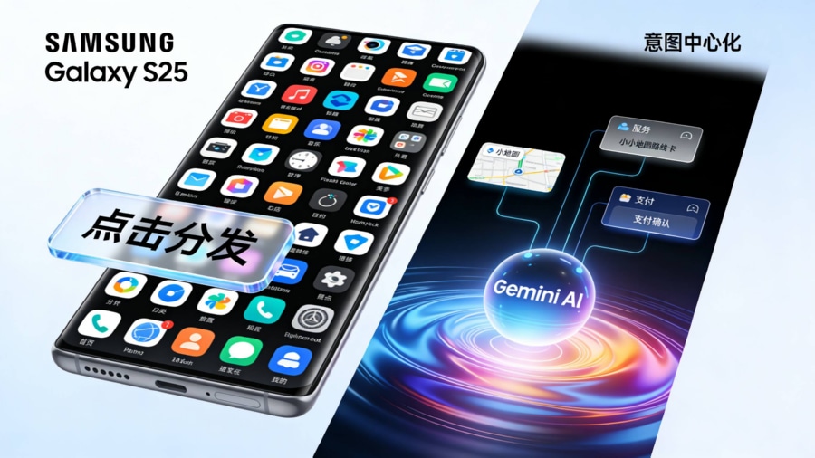 移动App分发逻辑从点击交互向环境智能与意图中心化演进示意图