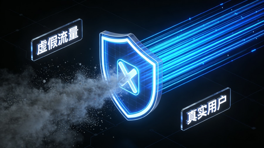 第三方广告验证平台实时监测与虚假流量拦截概念图