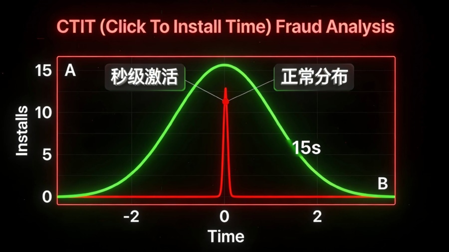 基于CTIT点击至安装时间分布分析模型识别广告投放中的归因劫持与点击注入