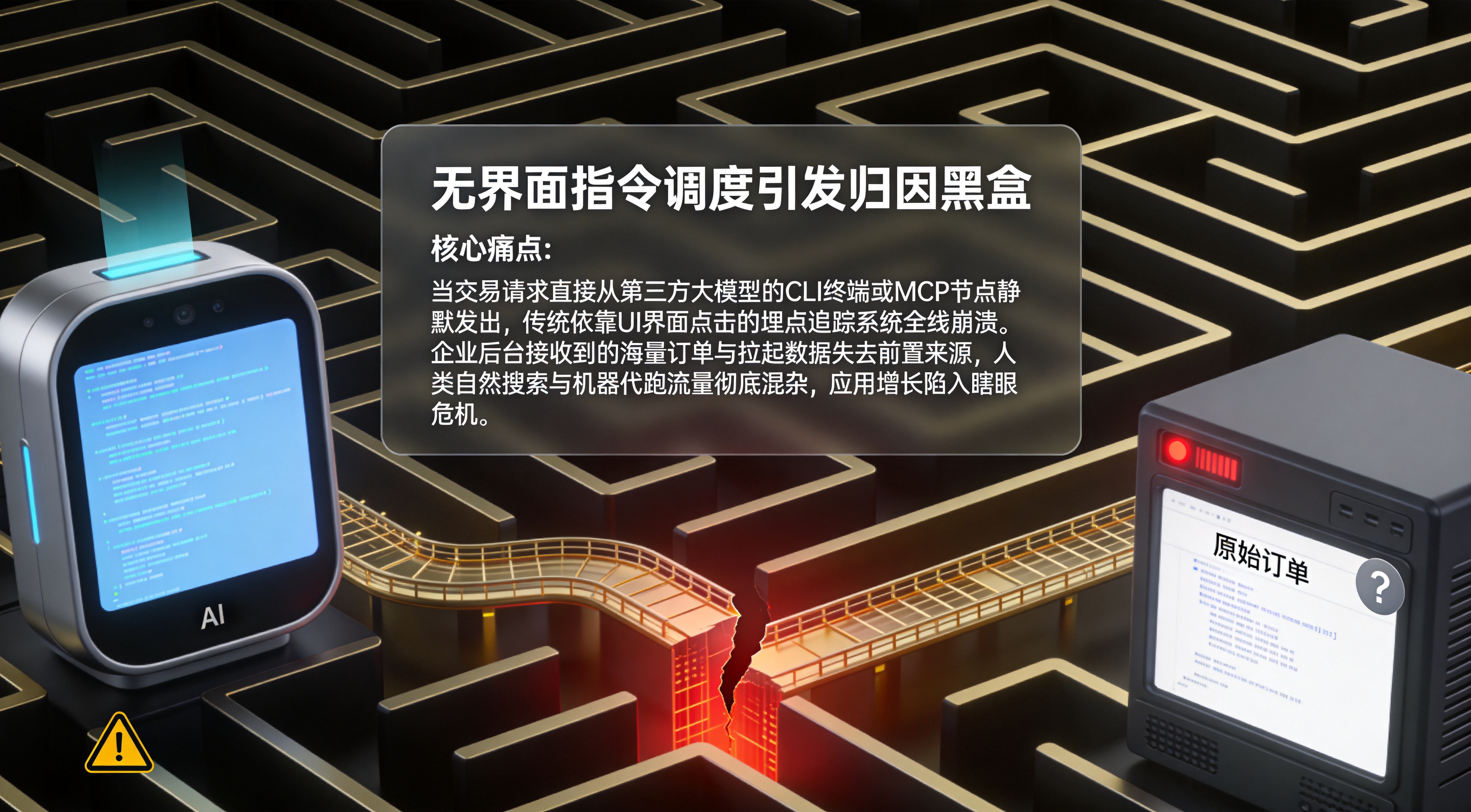指令化无界面静默调用引发的应用端链路追踪与流量归因数据黑盒危机图