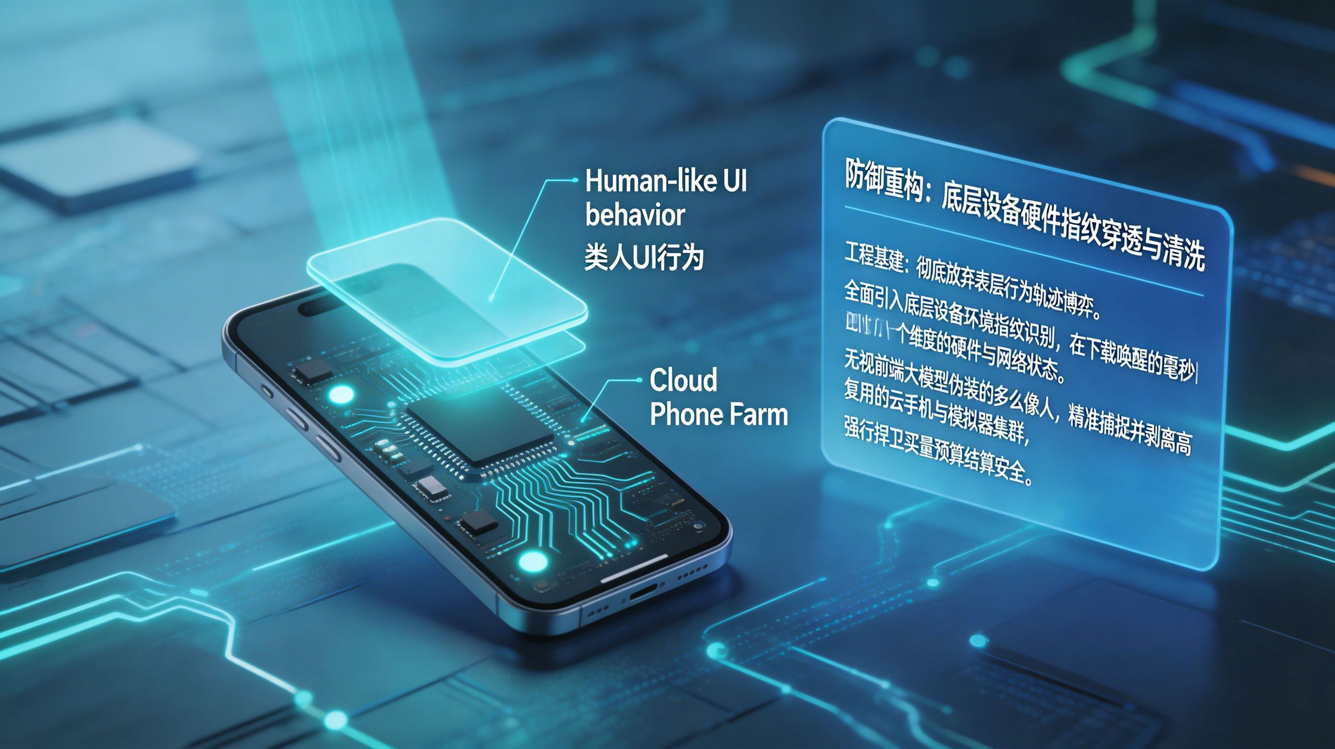 利用高精度底层设备指纹识别技术穿透大模型UI伪装清洗假量架构图