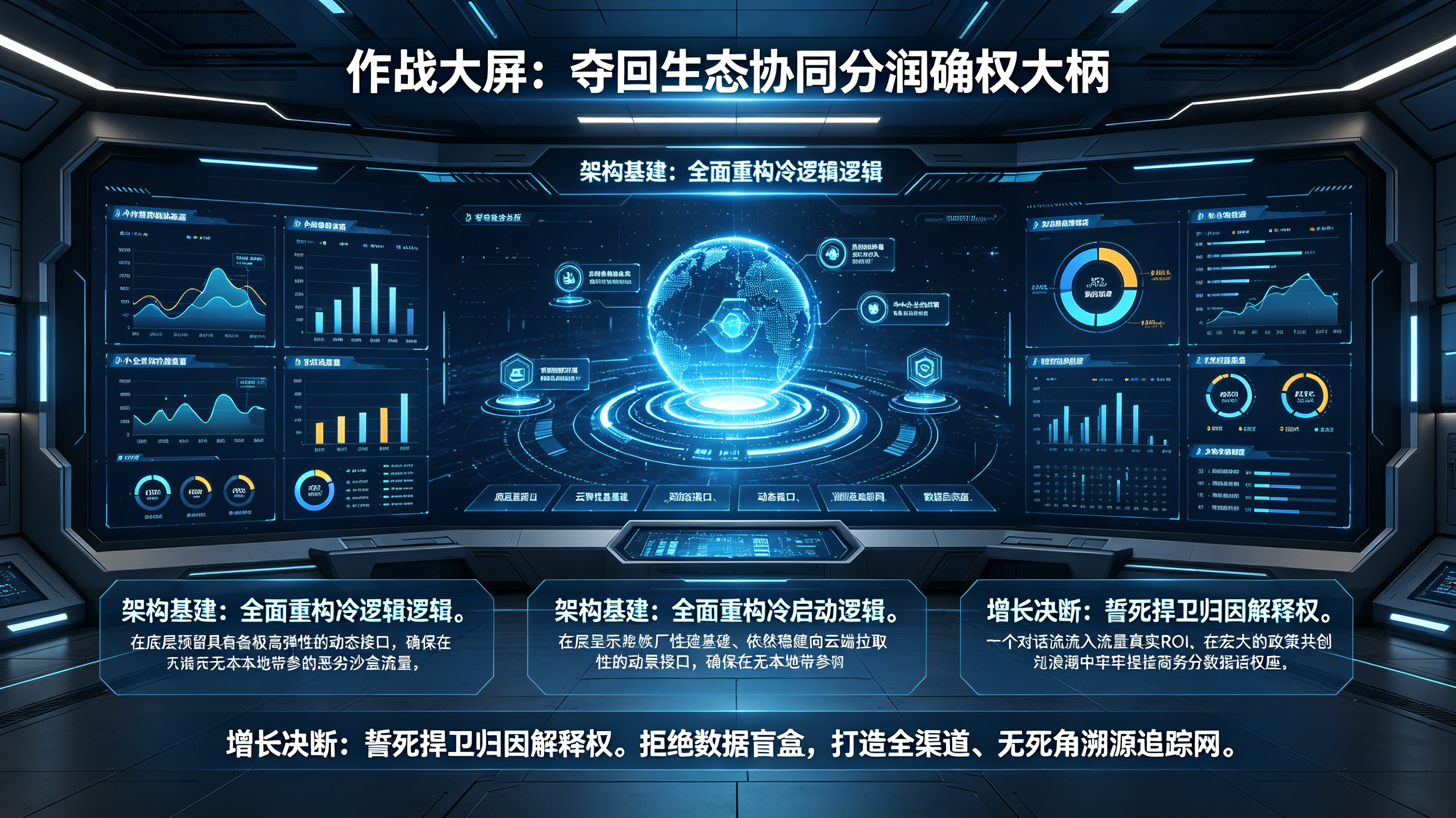 捍卫全生态协同确权与归因战略战情指挥大屏图