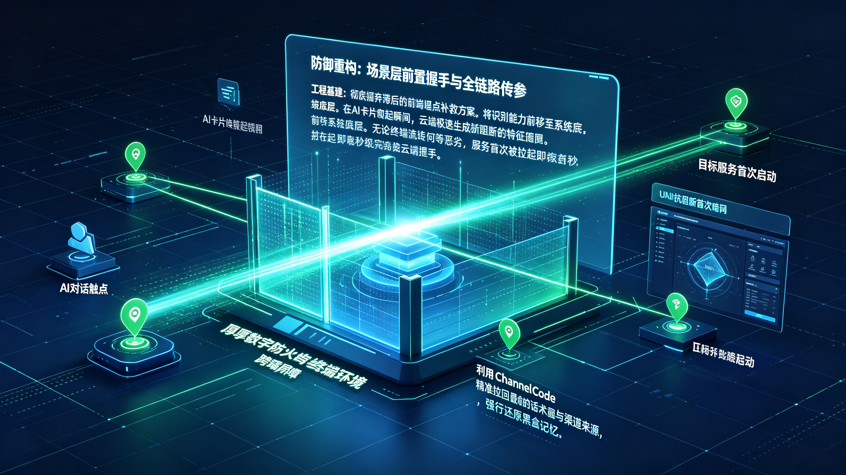 依托云端场景还原与ChannelCode技术对抗智能体分发全链路归因网络架构图