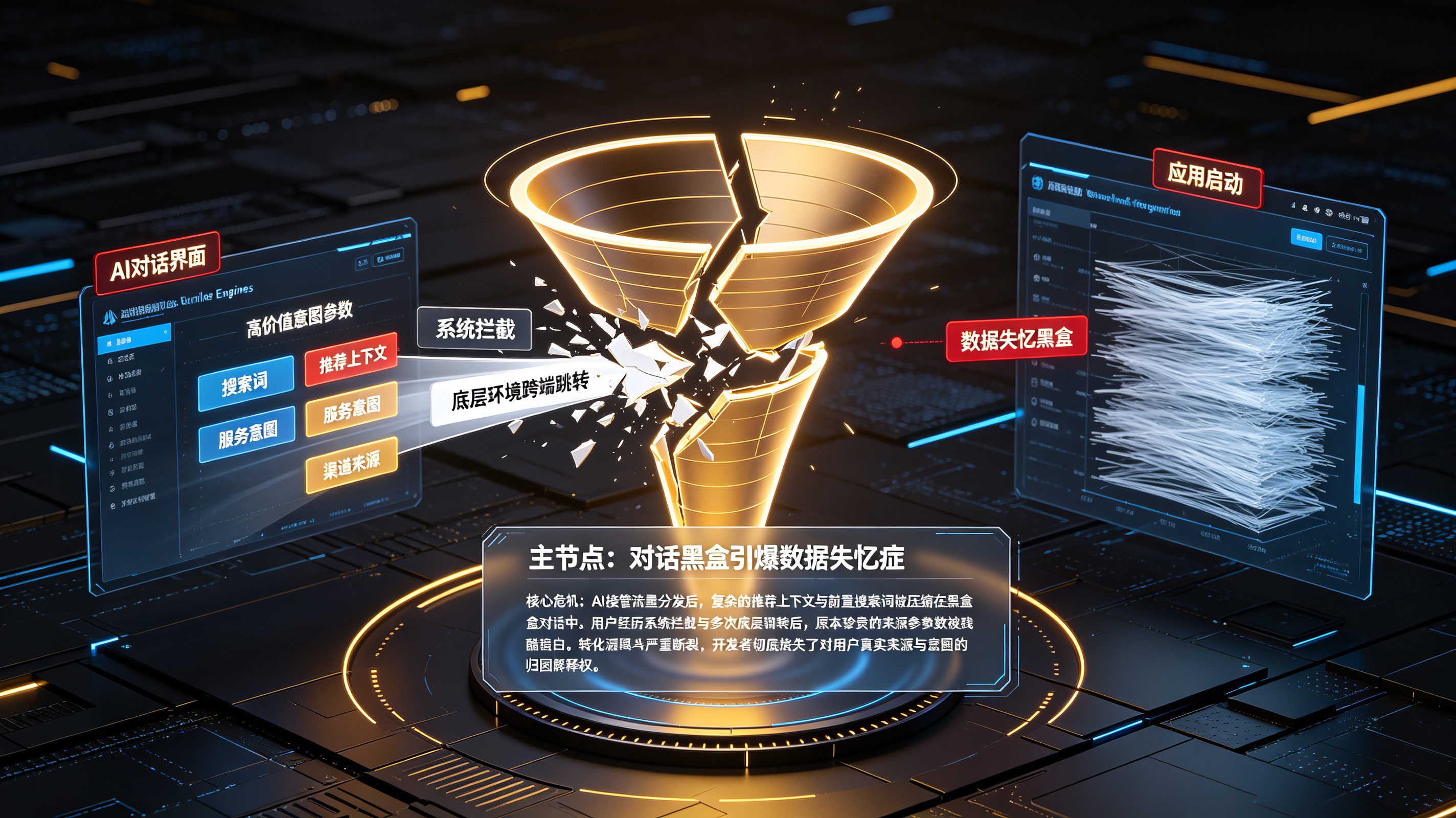 微信智能对话入口黑盒化导致的应用多节点跳转参数丢失与数据失忆漏斗图