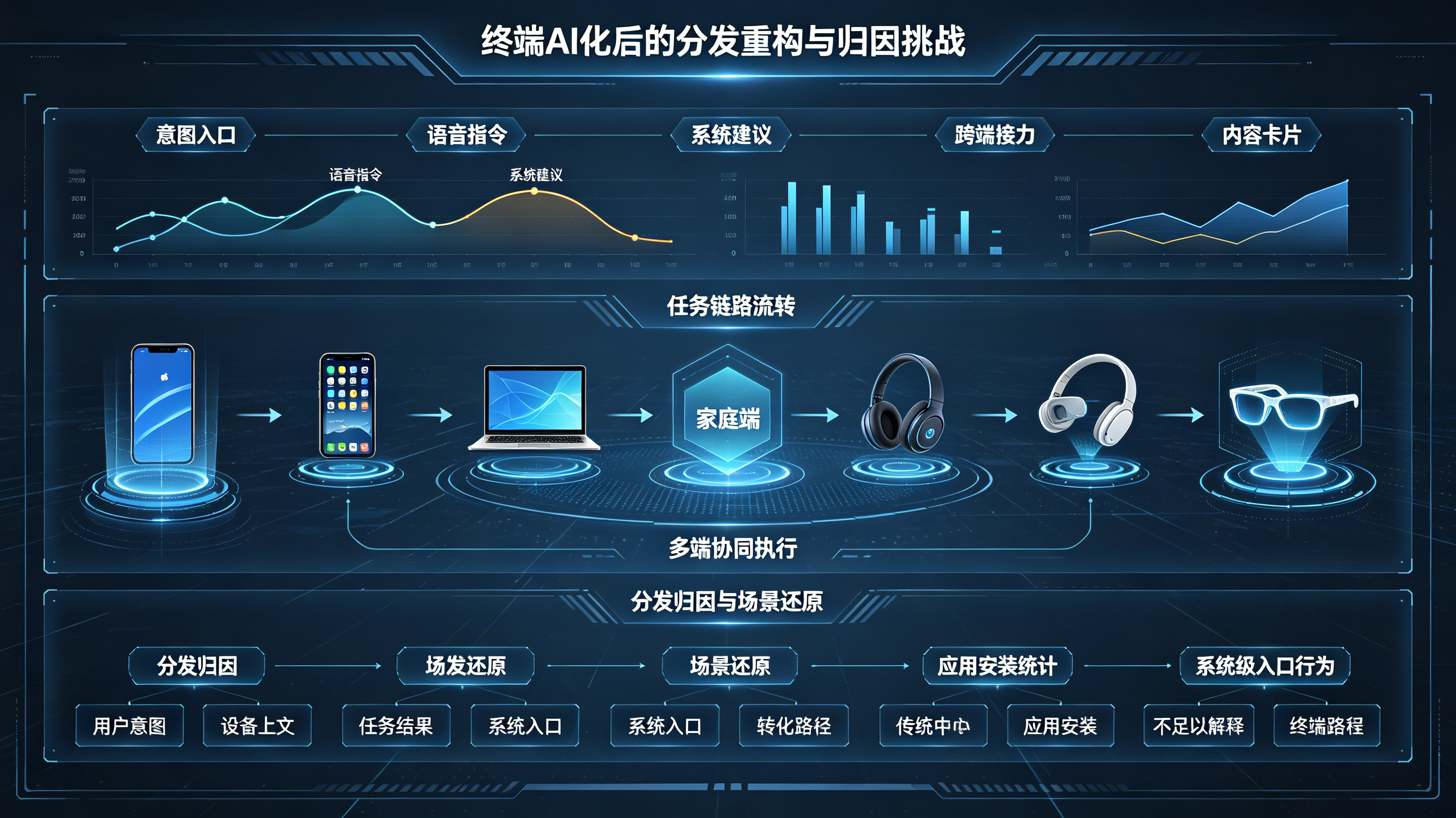 荣耀终端AI化后对应用分发与跨端归因重构的战情大屏图