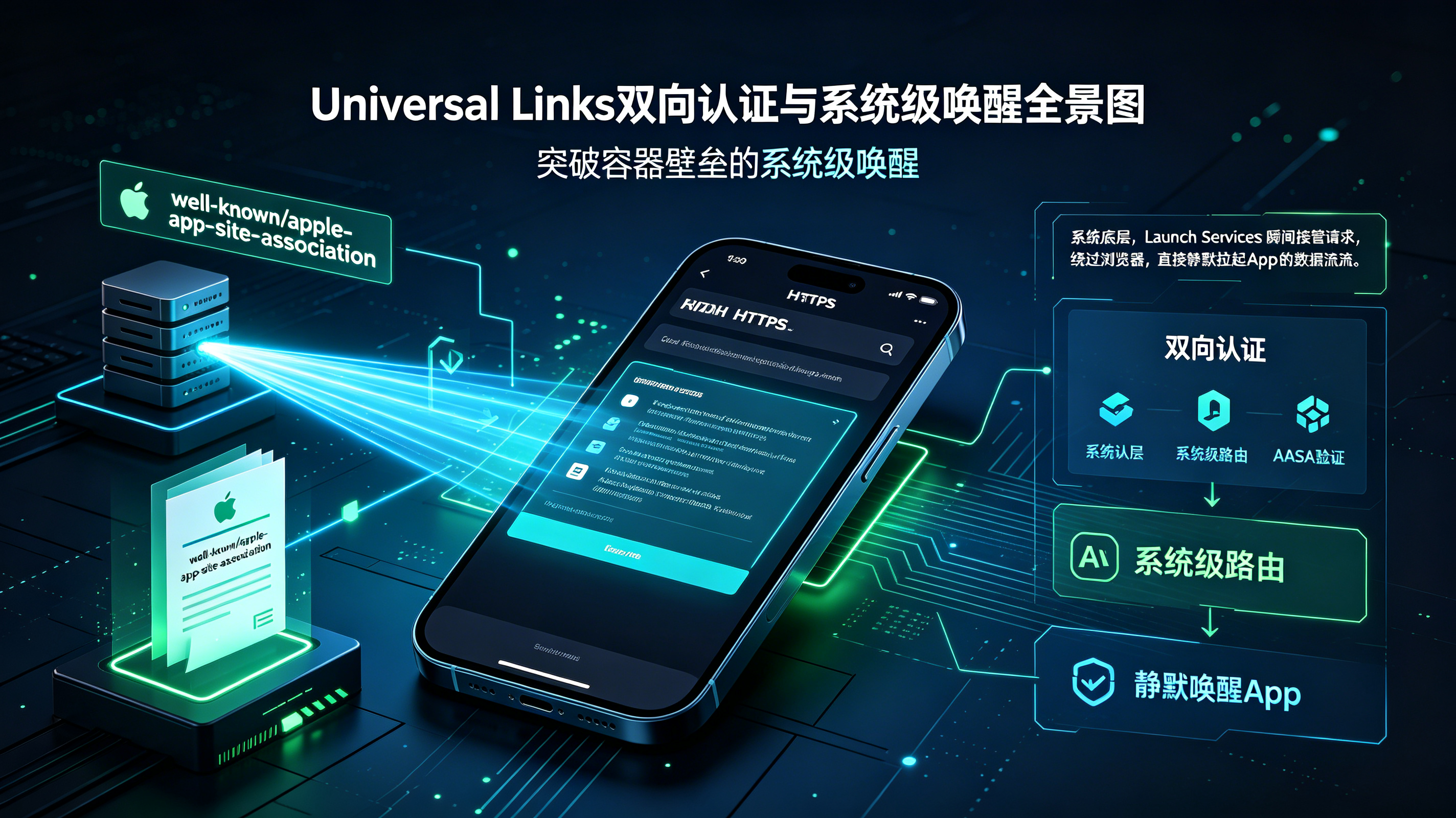 Universal Links通过AASA文件双向认证实现iOS系统底层静默唤醒全景图