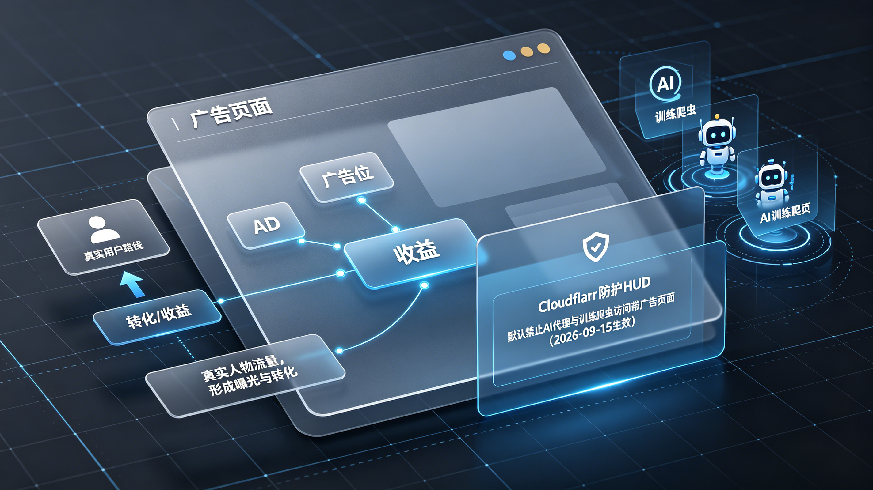 Cloudflare默认保护广告页面拦截AI代理与训练爬虫访问