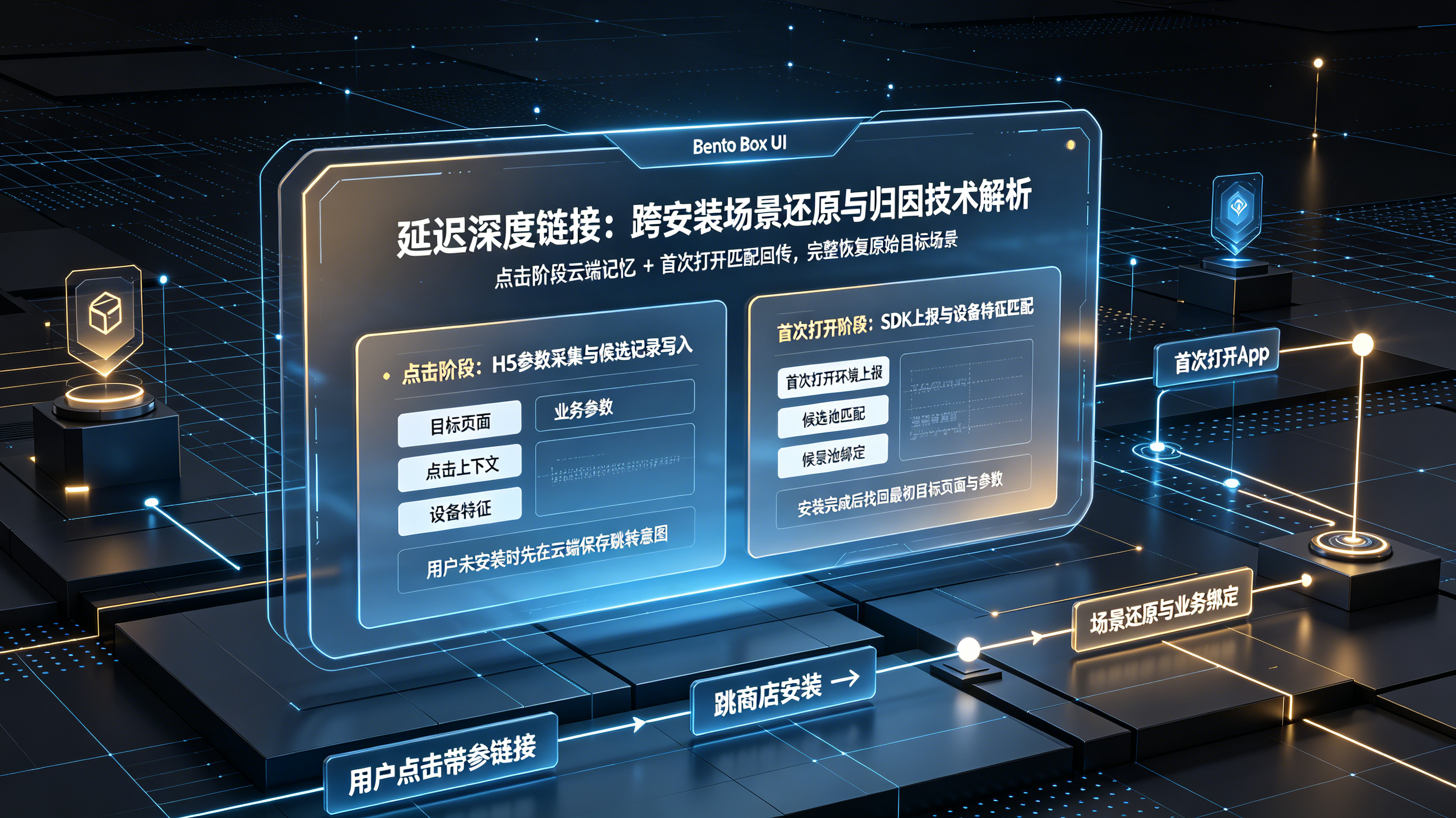 延迟深度链接通过点击阶段云端记忆与首次打开匹配回传实现跨安装场景还原封面图