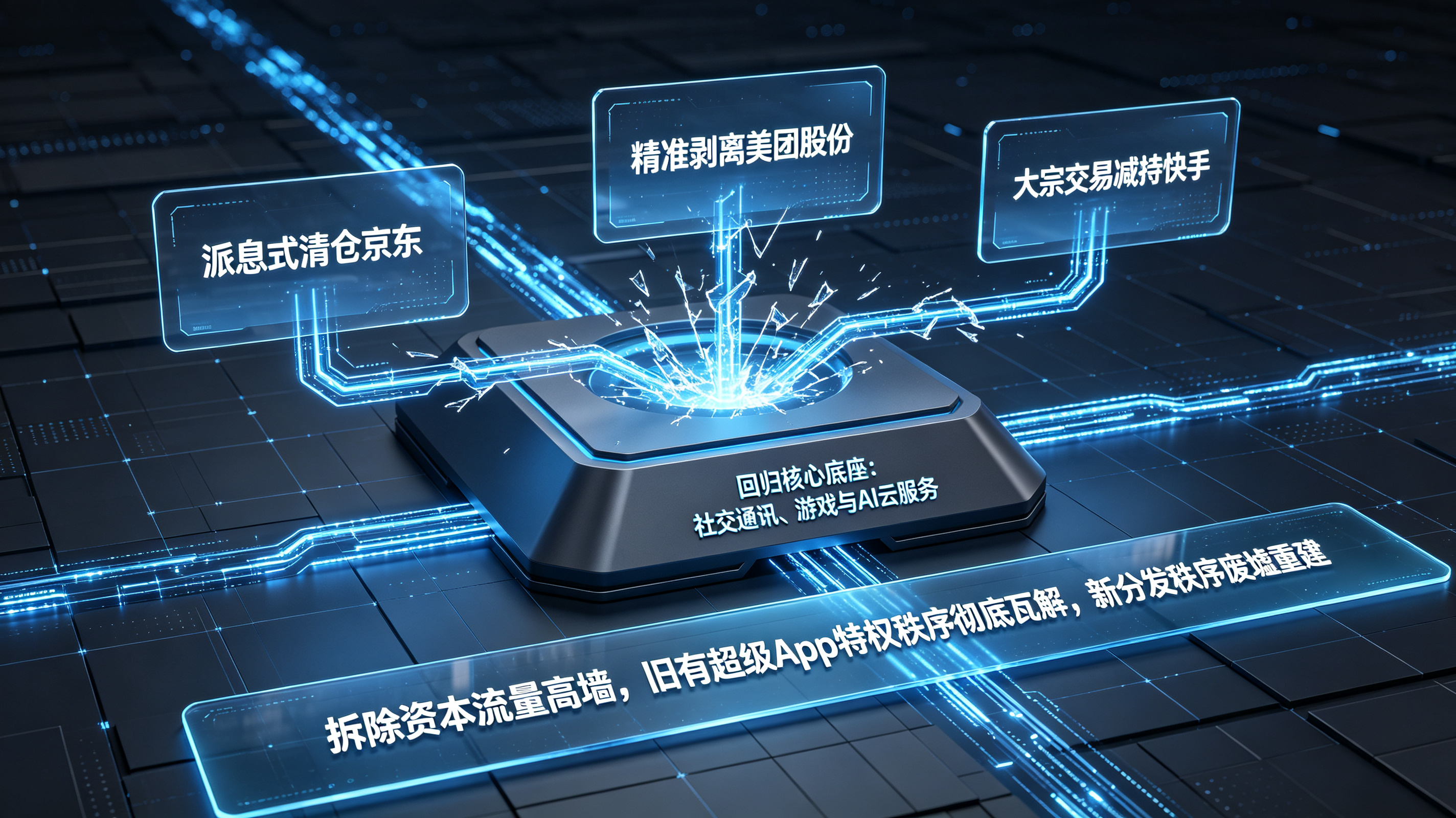 腾讯先后减持京东美团快手股份反映巨头生态版图去中心化与流量高墙拆除趋势拓扑图