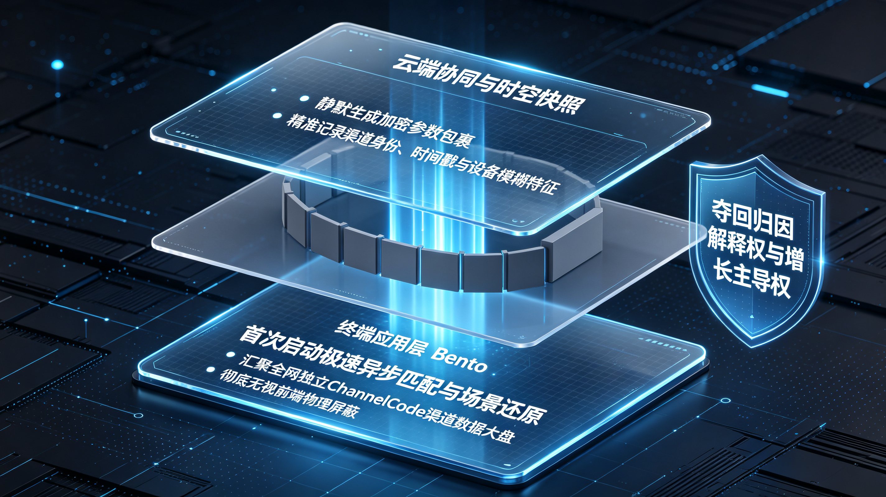 通过云端协同与时空快照无视前端物理屏蔽重构全渠道统计底座的跨端归因架构图