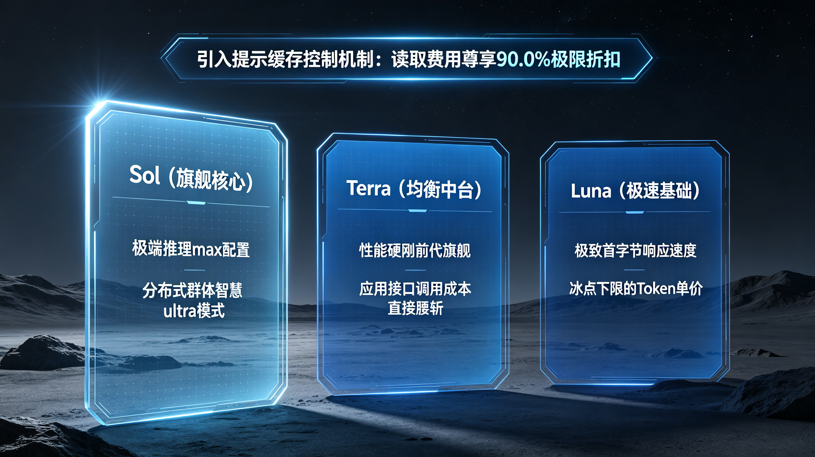GPT-5.6家族的Sol旗舰核心Terra均衡中台与Luna极速基础模型性能与定价矩阵对比图