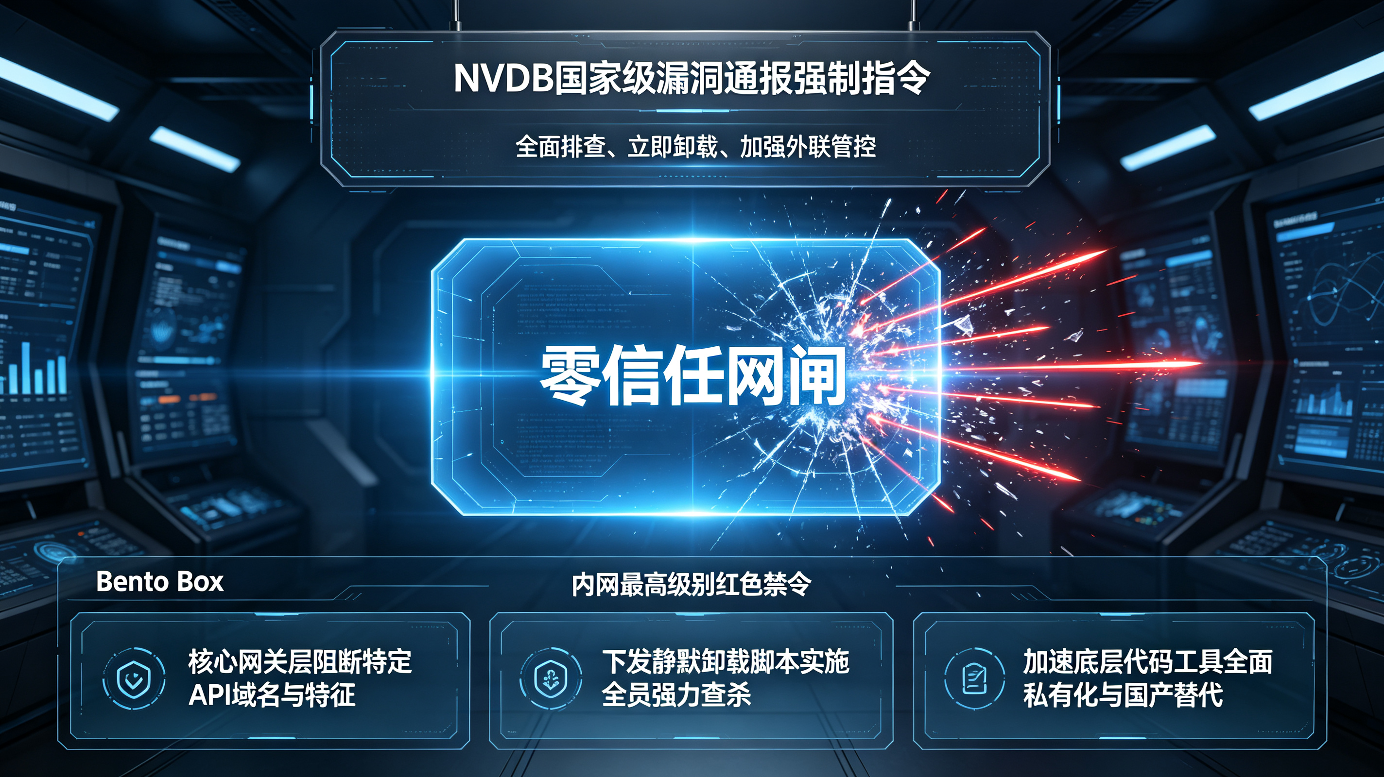工信部NVDB通报下国内互联网大厂启动零信任网闸阻断API特征并加速私有化国产替代的隔离架构图