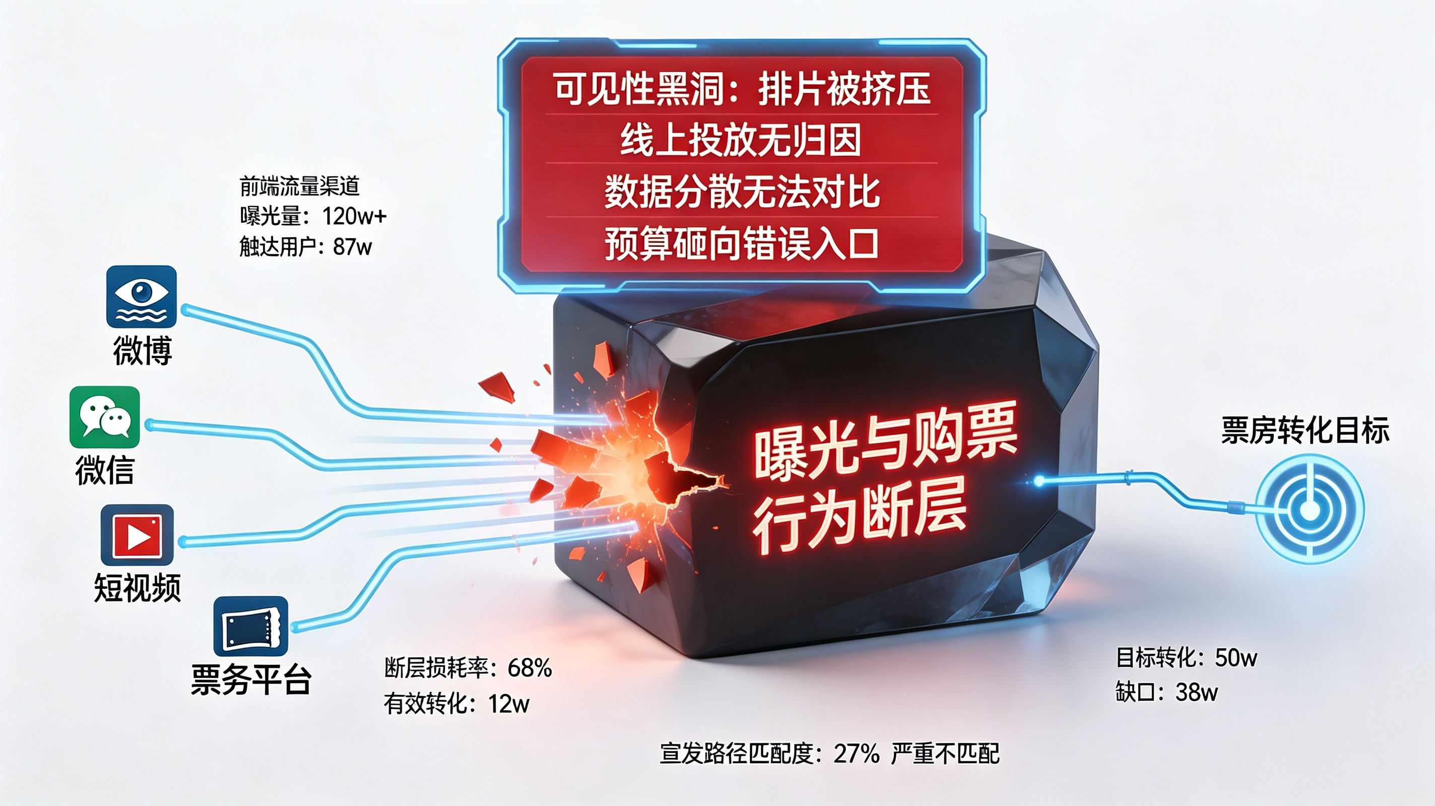 渠道归因黑洞|宣发预算投放与转化断层