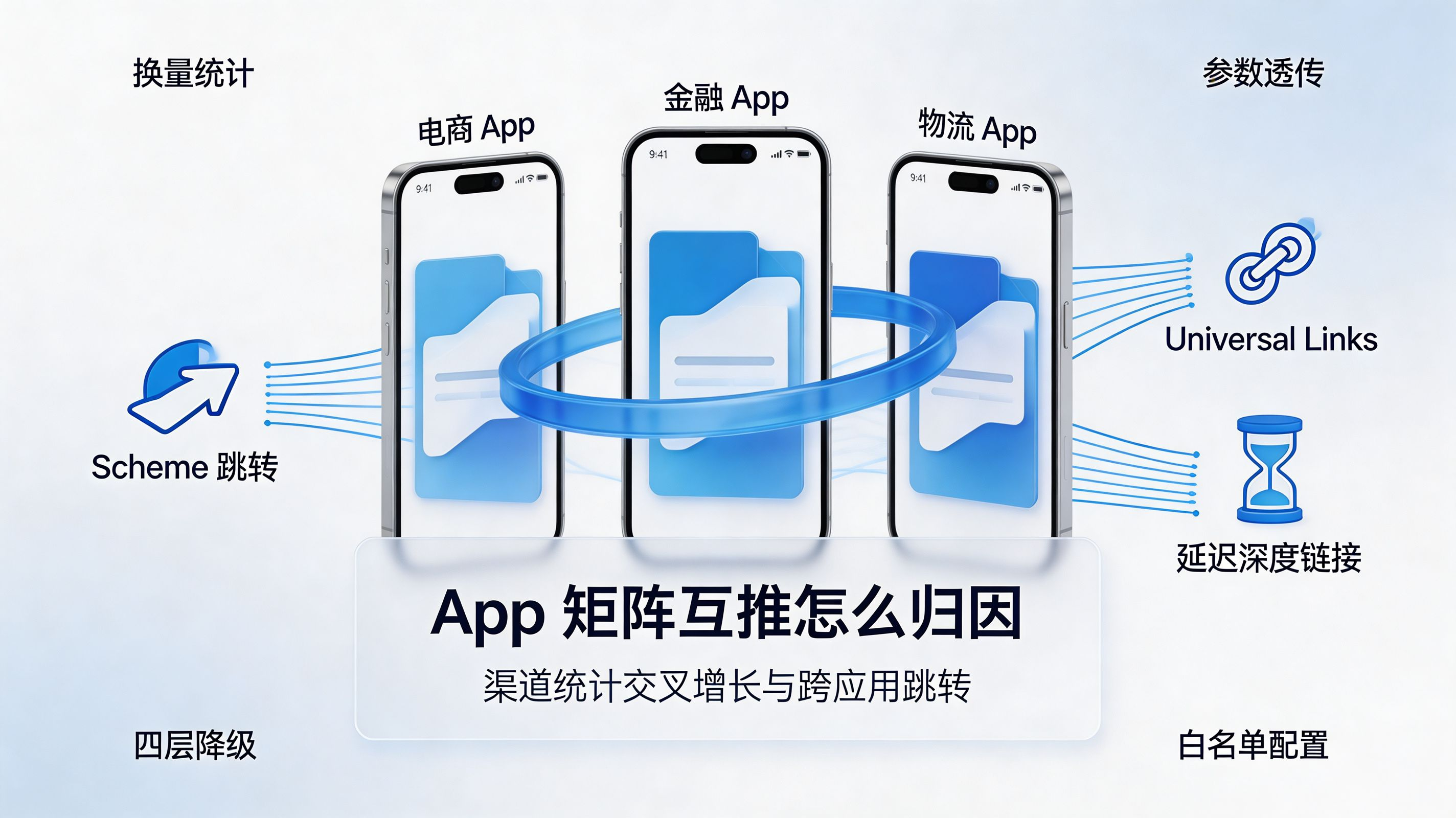 App 矩阵互推封面｜跨应用跳转与渠道统计交叉增长