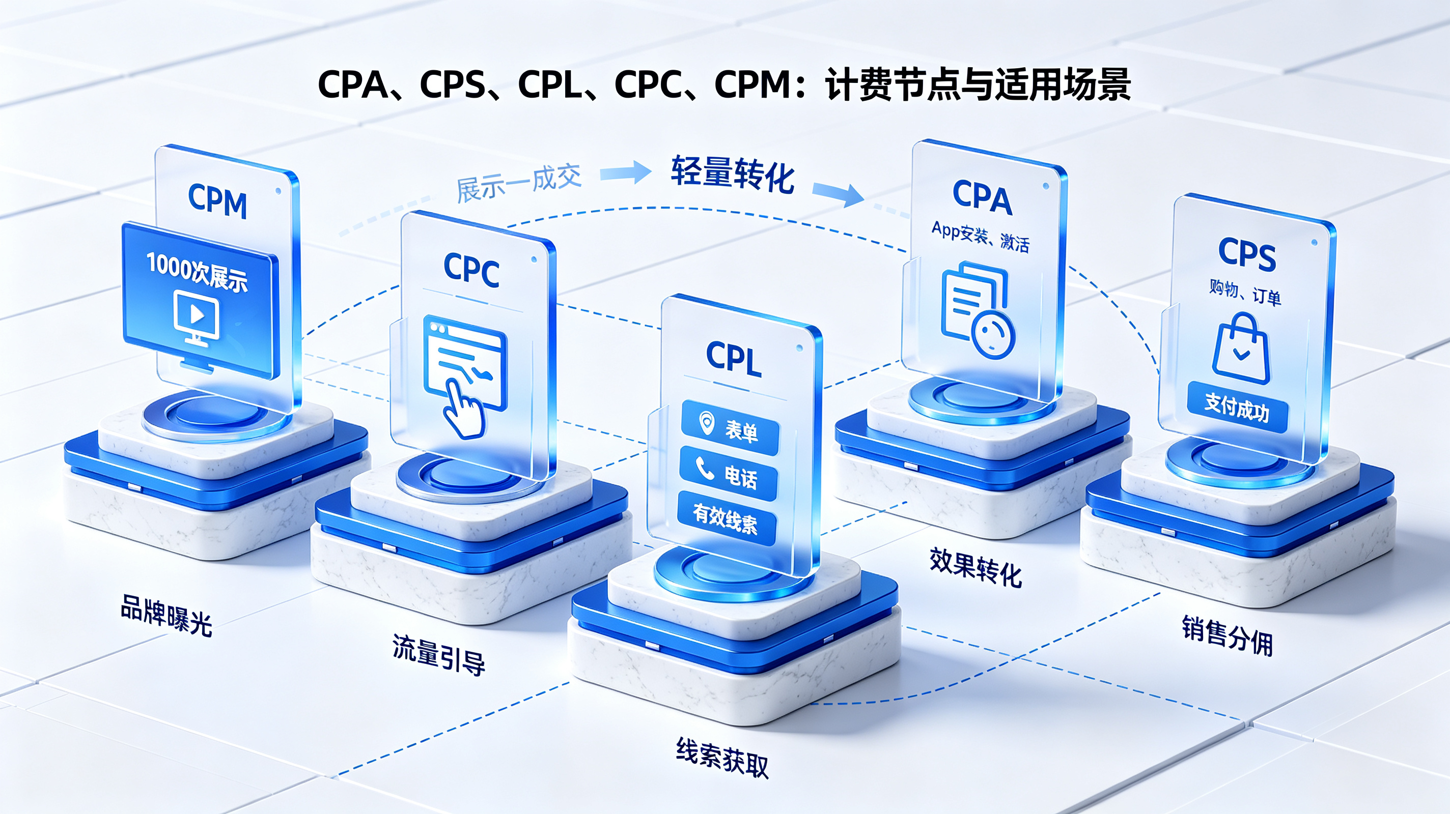 CPA、CPS、CPL、CPC、CPM 计费模式对比